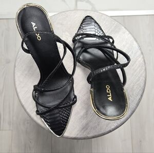 Aldo Black Strappy Heels